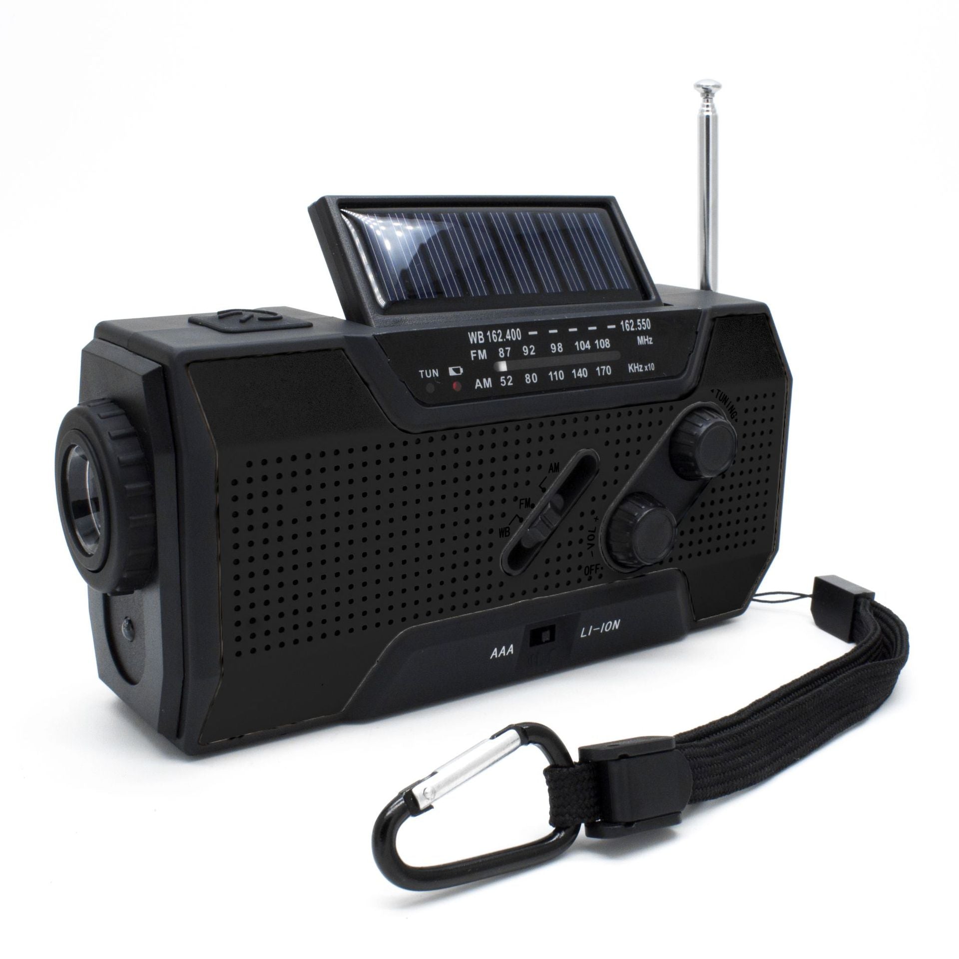 KTX-912211 Hand Crank Solar-Powered Emergency Radio with USB Charging and LED Flashlight