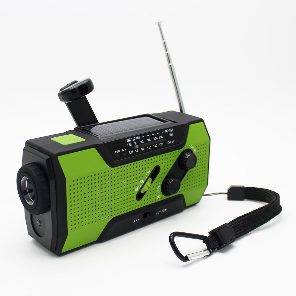 KTX-912211 Hand Crank Solar-Powered Emergency Radio with USB Charging and LED Flashlight