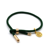 HKM-511315 3D Hard Gold Geometric Pendant on Milan Rope Bracelet - Unisex Design in Durable Cowhide