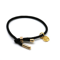 HKM-511315 3D Hard Gold Geometric Pendant on Milan Rope Bracelet - Unisex Design in Durable Cowhide