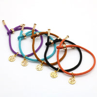 HKM-511315 3D Hard Gold Geometric Pendant on Milan Rope Bracelet - Unisex Design in Durable Cowhide