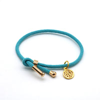 HKM-511315 3D Hard Gold Geometric Pendant on Milan Rope Bracelet - Unisex Design in Durable Cowhide