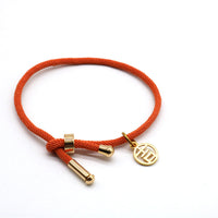 HKM-511315 3D Hard Gold Geometric Pendant on Milan Rope Bracelet - Unisex Design in Durable Cowhide