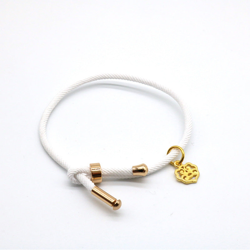 HKM-511315 3D Hard Gold Geometric Pendant on Milan Rope Bracelet - Unisex Design in Durable Cowhide