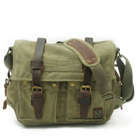 HKM-712659 Vintage Waterproof Canvas Leather Crossbody Bag for SLR Camera and Leisure Photography