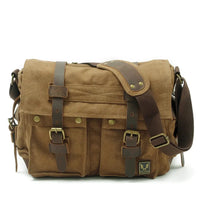 HKM-712659 Vintage Waterproof Canvas Leather Crossbody Bag for SLR Camera and Leisure Photography