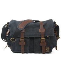 HKM-712659 Vintage Waterproof Canvas Leather Crossbody Bag for SLR Camera and Leisure Photography