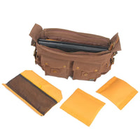 HKM-712659 Vintage Waterproof Canvas Leather Crossbody Bag for SLR Camera and Leisure Photography