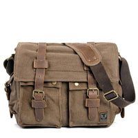 HKM-712659 Vintage Waterproof Canvas Leather Crossbody Bag for SLR Camera and Leisure Photography
