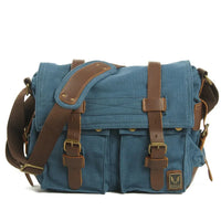 HKM-712659 Vintage Waterproof Canvas Leather Crossbody Bag for SLR Camera and Leisure Photography