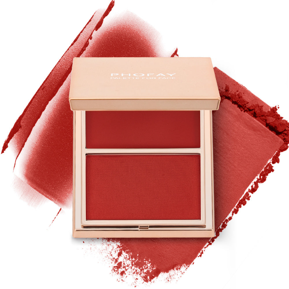 HKM-581779 Double-Take Cream & Powder Blush Duo for Effortless Definition and Warmth - 6.5g