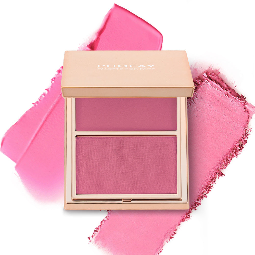 HKM-581779 Double-Take Cream & Powder Blush Duo for Effortless Definition and Warmth - 6.5g