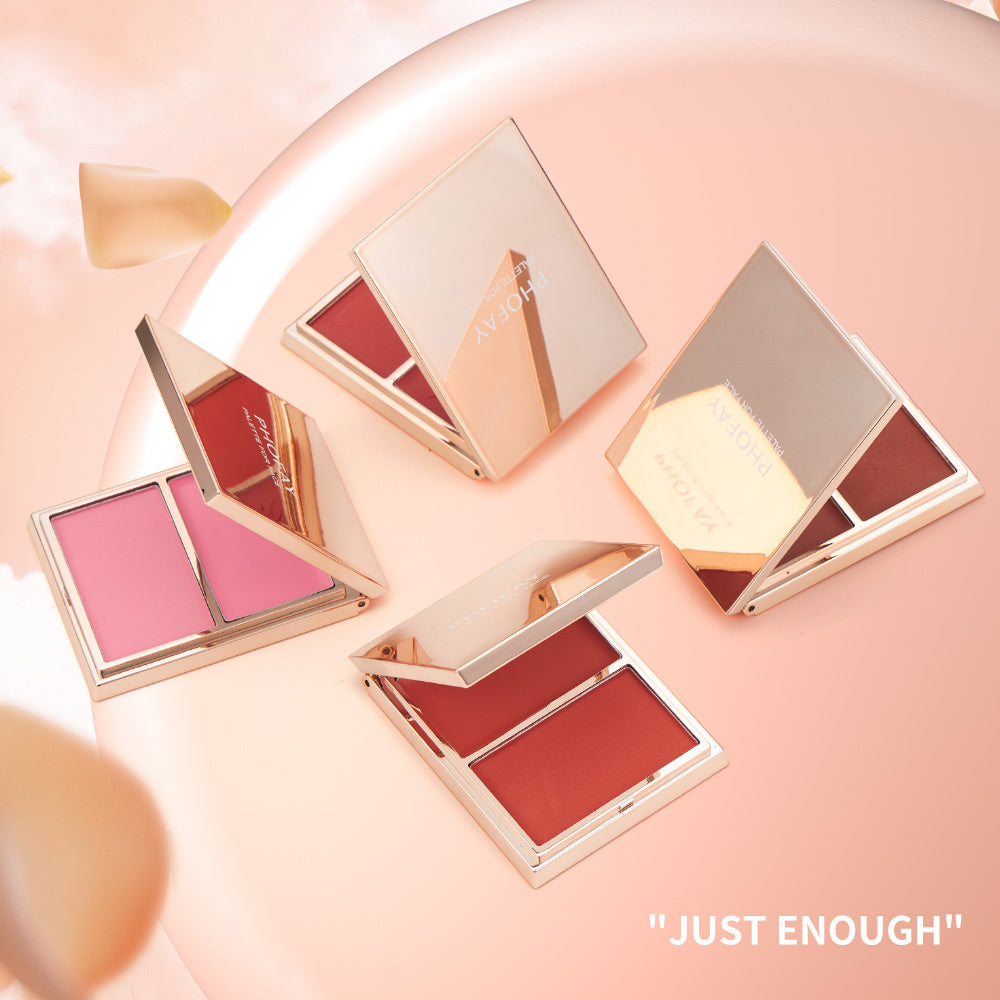 HKM-581779 Double-Take Cream & Powder Blush Duo for Effortless Definition and Warmth - 6.5g