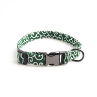 HKM-979091 Denim Blue Floral Design Adjustable Dog Collar with Metal Buckle and Leash