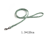 HKM-979091 Denim Blue Floral Design Adjustable Dog Collar with Metal Buckle and Leash