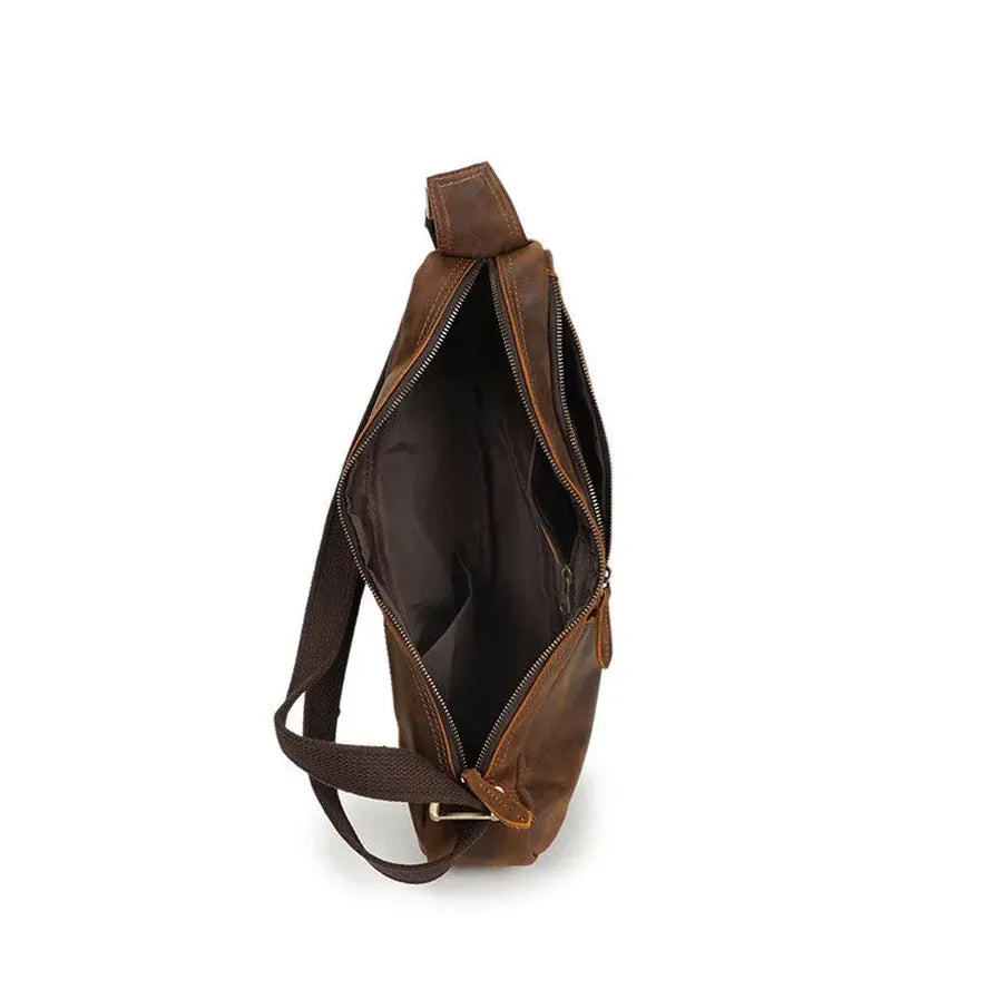 HKM-648275 Handmade Leather Crossbody Bag for Men - Vintage Style Chest Bag