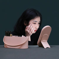 HKM-384211 Portable Makeup Mirror with LED Light and Touch Control, Ideal for Travel and Desktop Use