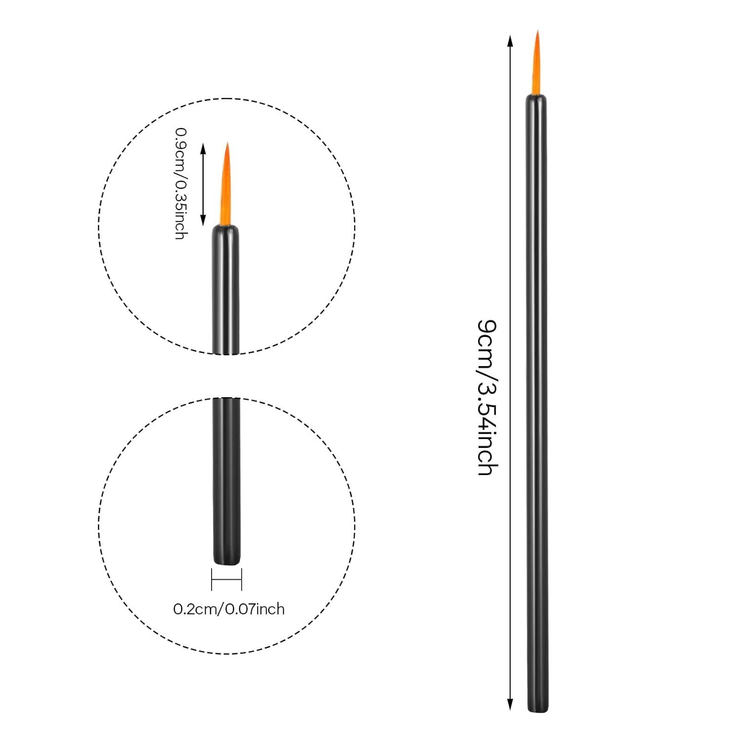 HKM-447571 Ultra-Fine Disposable Eyeliner Brushes - 100-Pack Black Applicators for Precise Make-Up Application