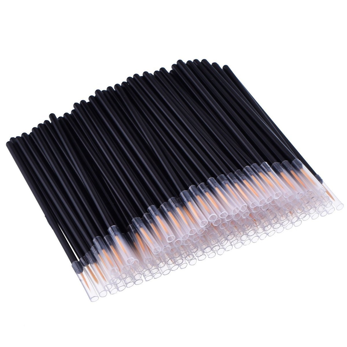 HKM-447571 Ultra-Fine Disposable Eyeliner Brushes - 100-Pack Black Applicators for Precise Make-Up Application