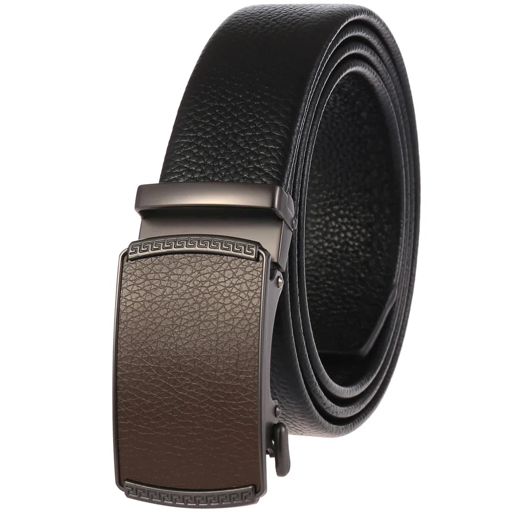 KTX-994899 Men's Automatic Buckle Belt in First Layer Leather, Model LY36-0191-5