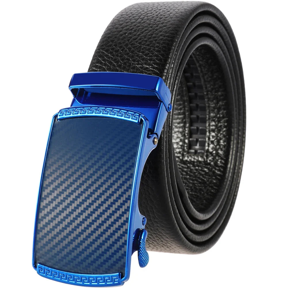 KTX-994899 Men's Automatic Buckle Belt in First Layer Leather, Model LY36-0191-5