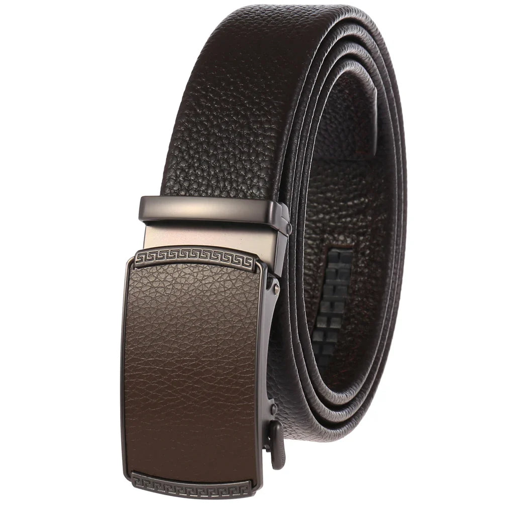 KTX-994899 Men's Automatic Buckle Belt in First Layer Leather, Model LY36-0191-5