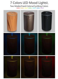 HKM-156499 USB Wood Grain Aroma Diffuser and Humidifier for Vehicles, 2-8 Hour Timer, Compact Design