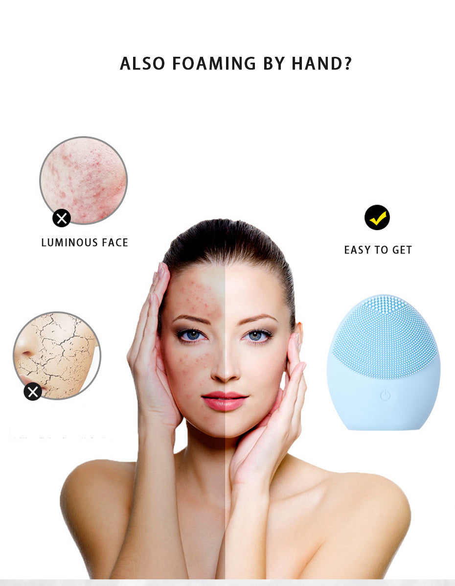HKM-849363 Foaming Waterproof Silicone Face Cleanser with Sonic Wave Technology