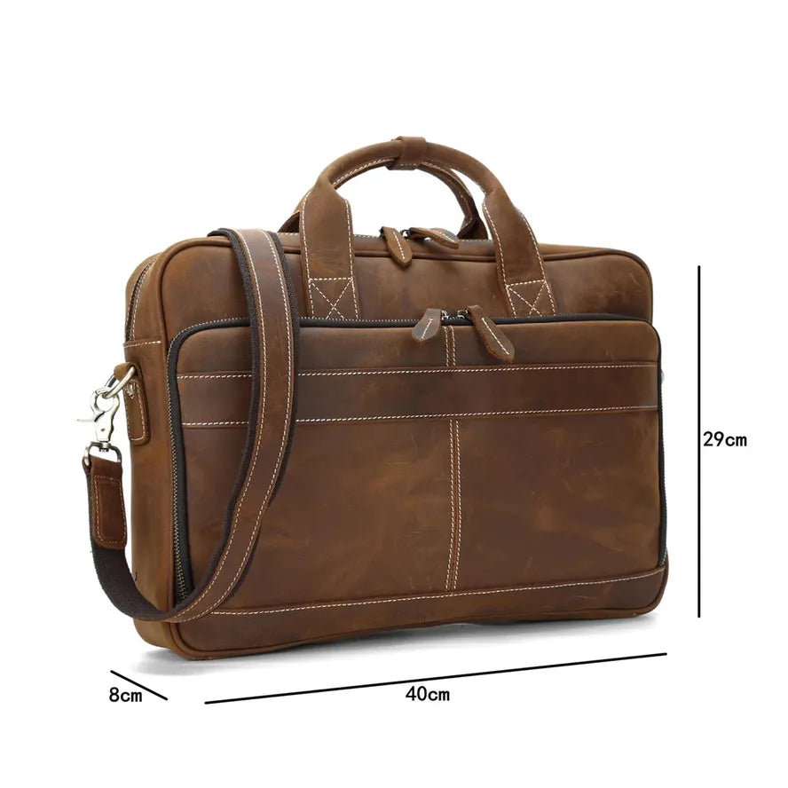 KTX-138835 Genuine Leather Crossbody Briefcase for Men - Versatile Laptop Business Bag