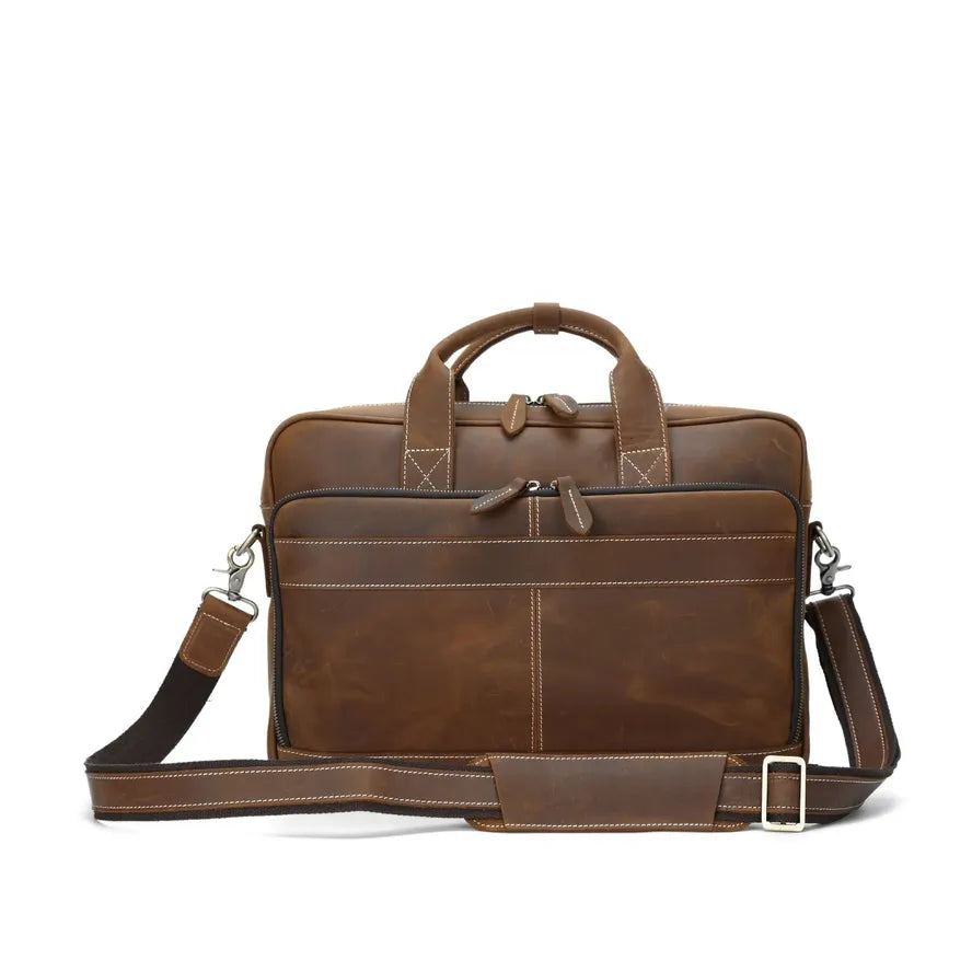 KTX-138835 Genuine Leather Crossbody Briefcase for Men - Versatile Laptop Business Bag