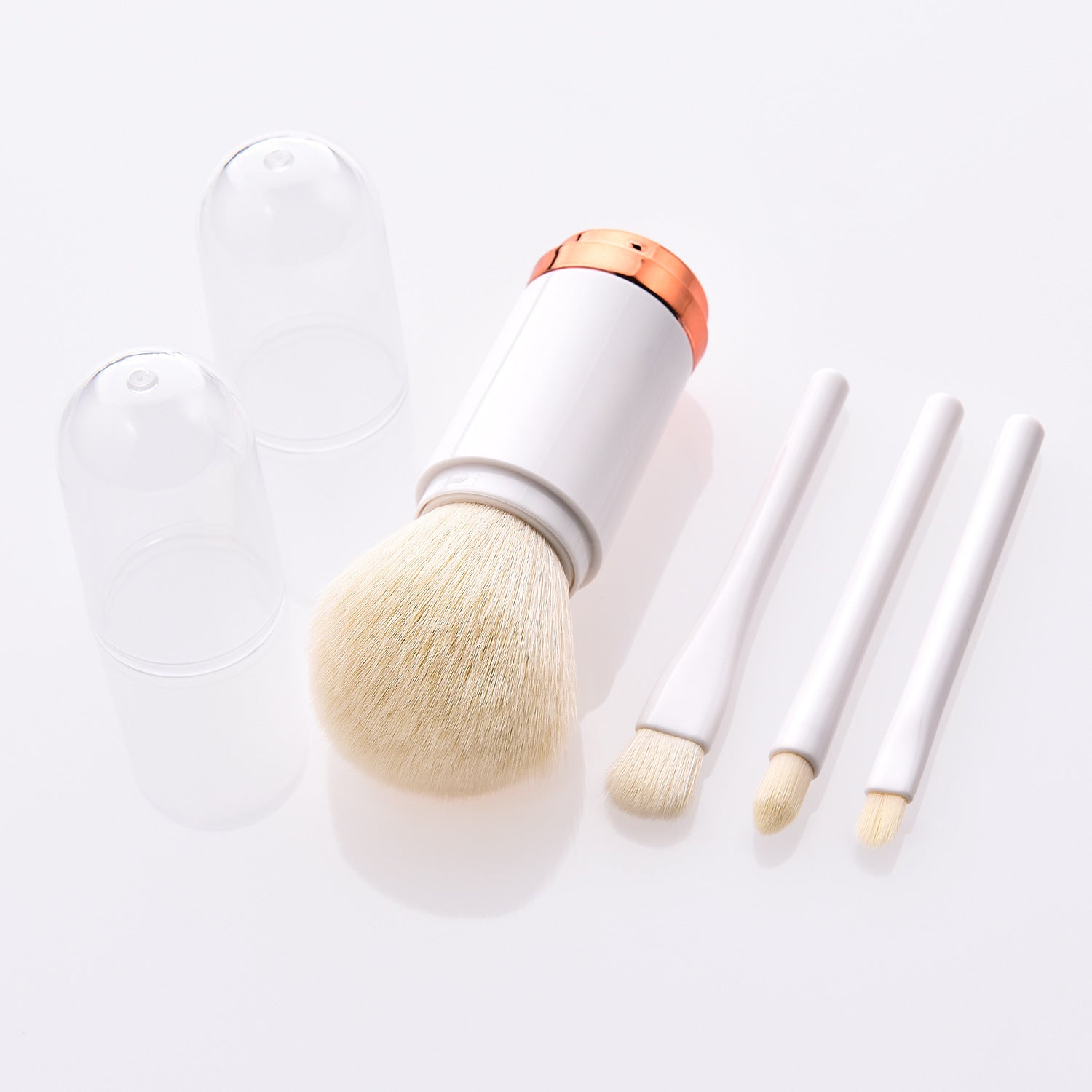 HKM-707411 Retractable Double-Head Portable Makeup Brush with Nylon Bristles