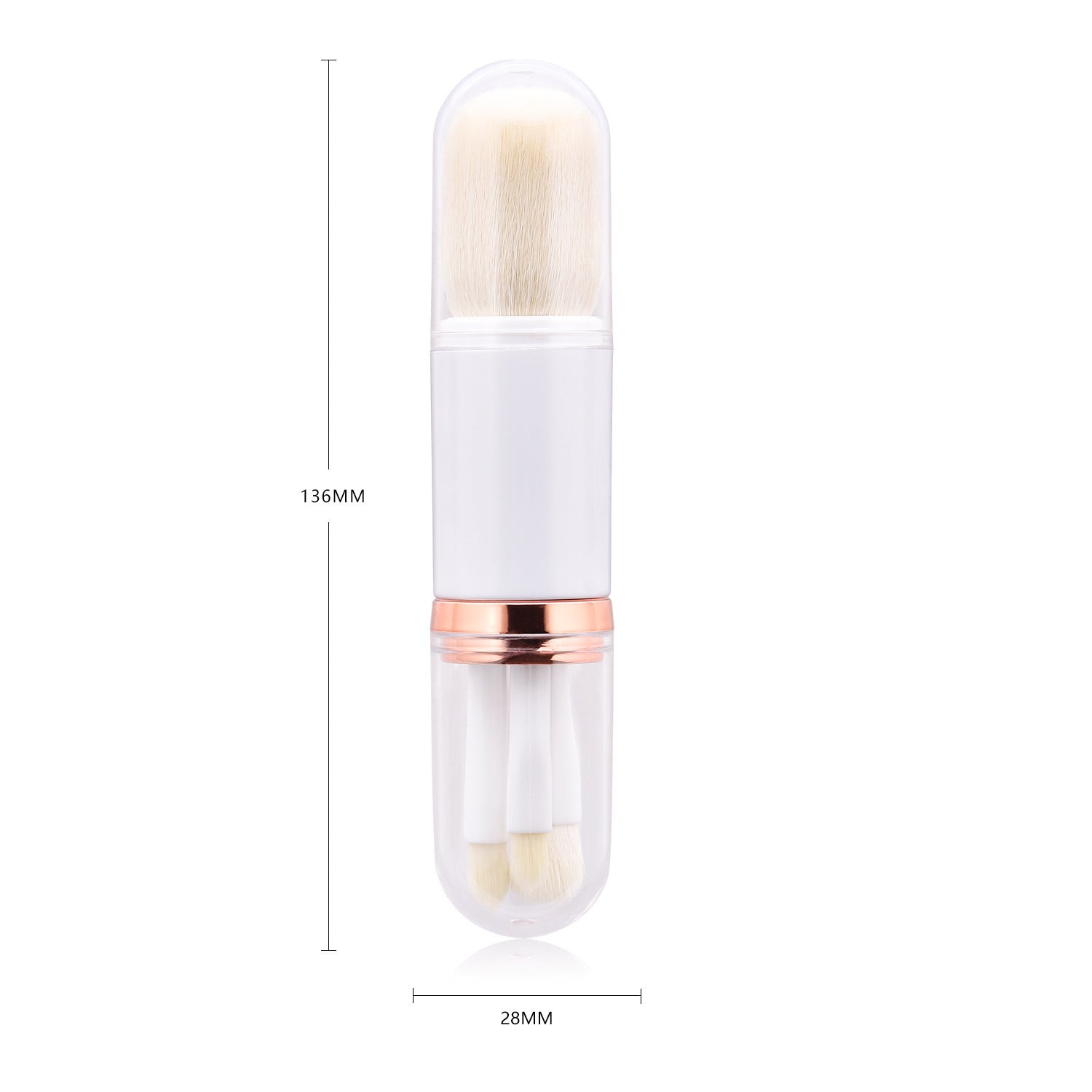 HKM-707411 Retractable Double-Head Portable Makeup Brush with Nylon Bristles