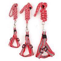 HKM-253907 Reflective Nylon Braided Traction Rope and Adjustable Chest Strap for Dogs