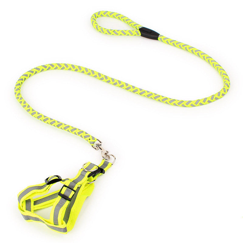 HKM-253907 Reflective Nylon Braided Traction Rope and Adjustable Chest Strap for Dogs