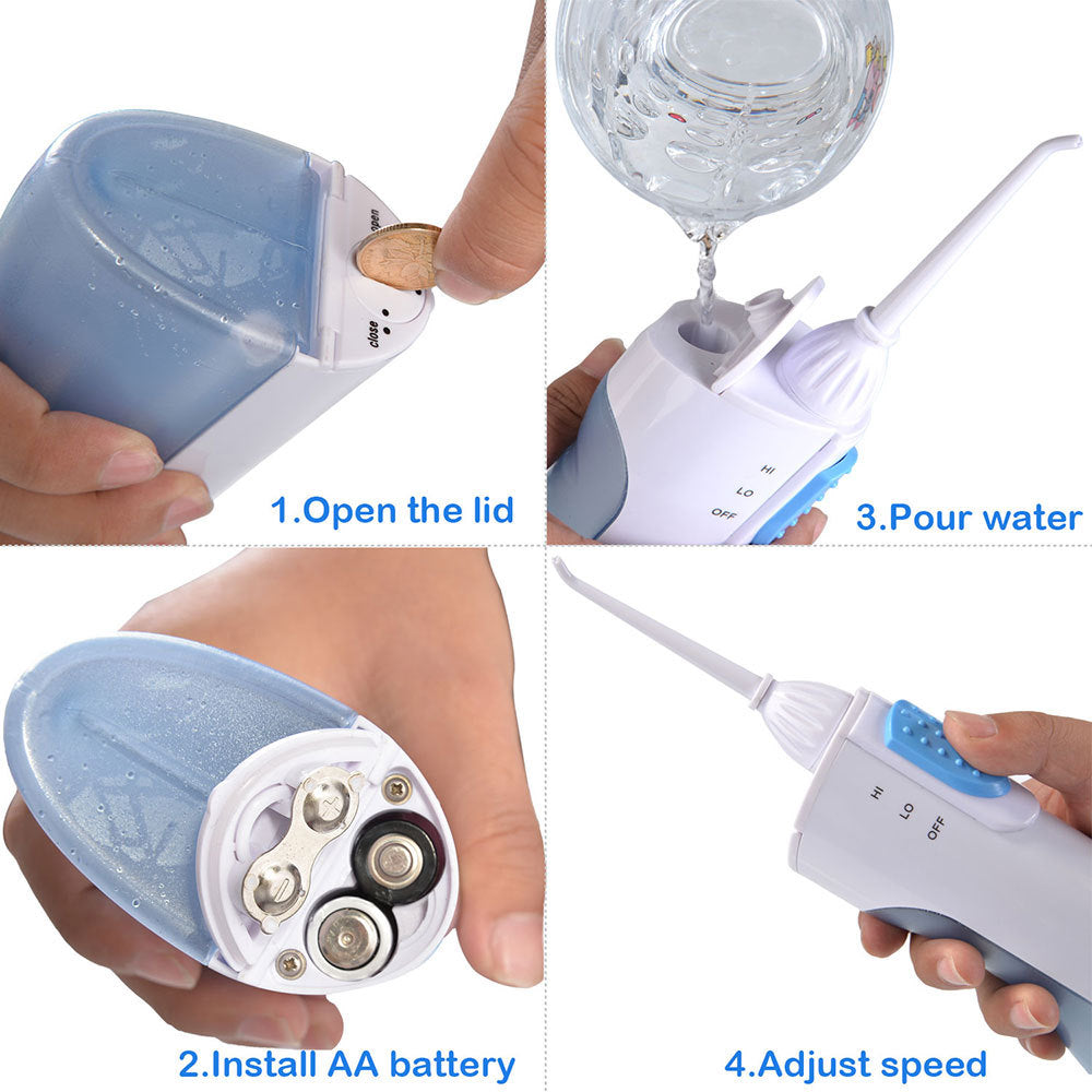 HKM-815443 Portable Water Dental Flosser with Battery Operation for Effective Oral Cleaning