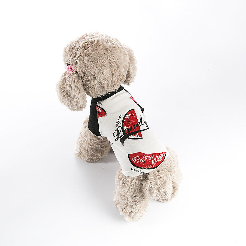 JMT-160266 Watermelon Print Cotton T-Shirt for Pets ¨C Casual Wear for Dogs