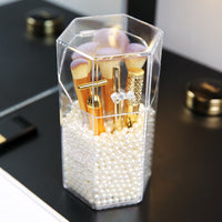 HKM-442963 Acrylic Makeup Brush Storage Bucket with Six-Sided Design – Clear and Elegant for Bedroom Organization