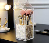 HKM-442963 Acrylic Makeup Brush Storage Bucket with Six-Sided Design – Clear and Elegant for Bedroom Organization