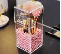 HKM-442963 Acrylic Makeup Brush Storage Bucket with Six-Sided Design – Clear and Elegant for Bedroom Organization
