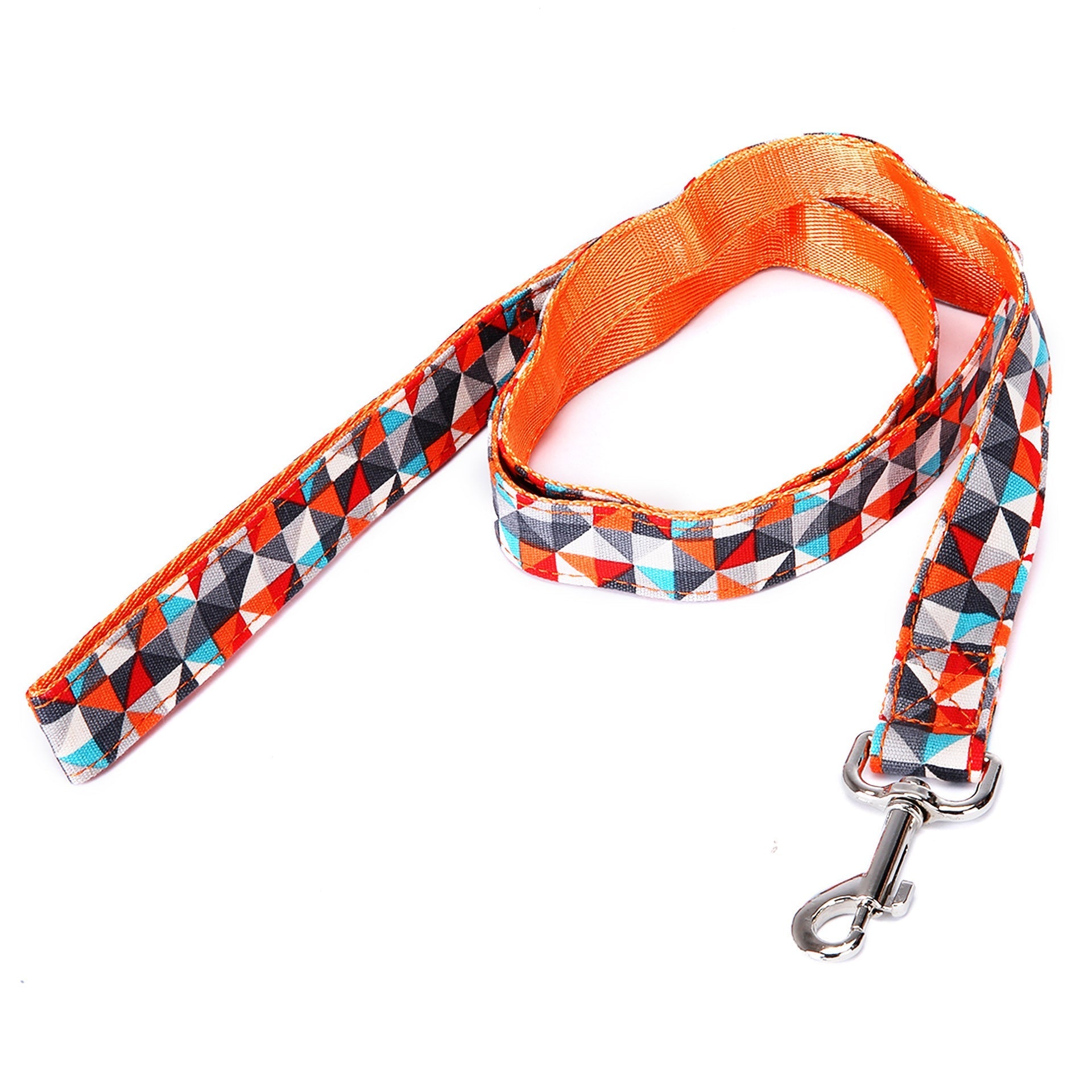 HKM-448211 Plaid Stripe Dog Leash with Extension Strap in Black Imitation Nylon