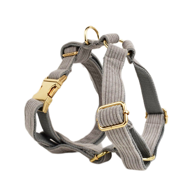 HKM-447891 Velvet Fabric Dog Collar with Bow, Flower, Vest, and Leash Accessories