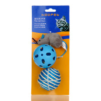 HKM-772755 Interactive Cat Toy Set with 3 Pieces: Molar-Resistant Sisal Mouse and Bell Ball