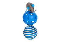 HKM-772755 Interactive Cat Toy Set with 3 Pieces: Molar-Resistant Sisal Mouse and Bell Ball