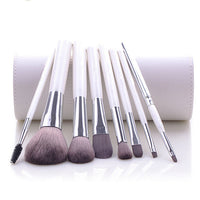 HKM-163859 8-Piece Makeup Brush Set with Wooden Handles for Foundation, Blush, and Eye Shadow Application
