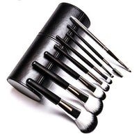 HKM-163859 8-Piece Makeup Brush Set with Wooden Handles for Foundation, Blush, and Eye Shadow Application