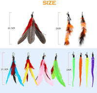 HKM-132371 Interactive Cat Toy with Feather Handheld Teaser and Changeable Heads, 10 Replacement Options Included