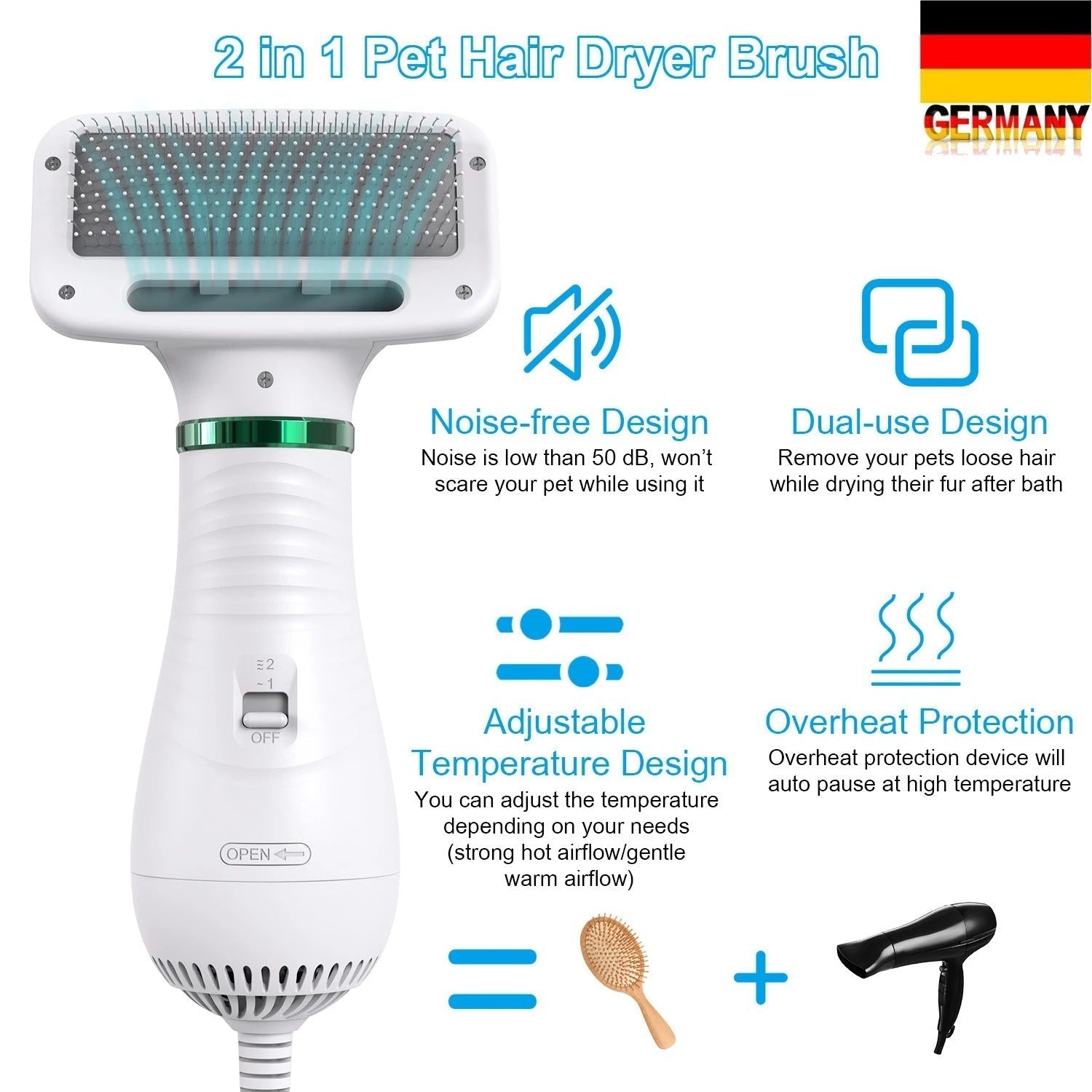 HKM-566483 Pet Hair Remover Comb with Fine Needle and Sticky Bead Technology