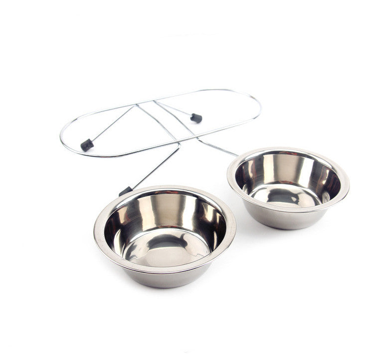HKM-324179 Stainless Steel Non-Slip Pet Bowl with Bracket - Available in Small, Medium, and Large Sizes