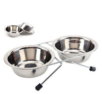 HKM-324179 Stainless Steel Non-Slip Pet Bowl with Bracket - Available in Small, Medium, and Large Sizes