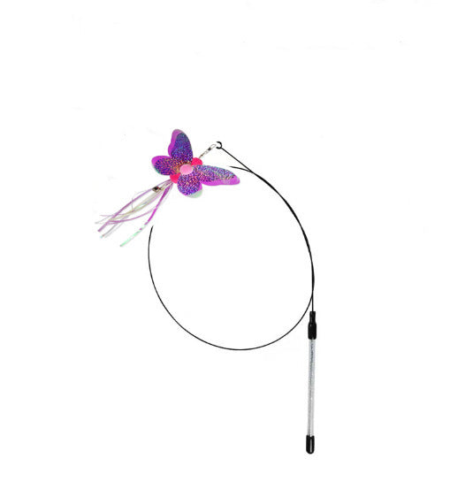 HKM-163987 Insect Series Cat Toy with Roll-Up Steel Wire and Colorful Feathers